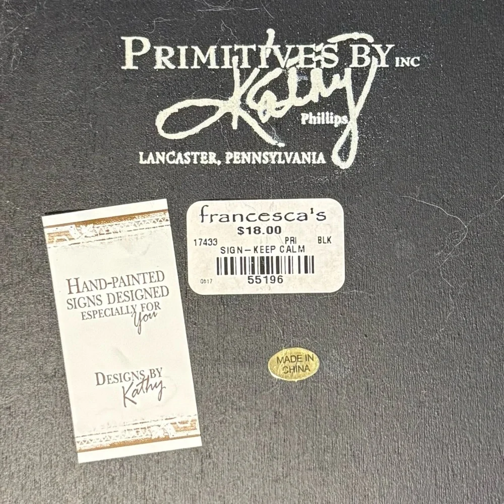 “Primitives by Kathy” Black and Ivory Keep Calm Wall Art